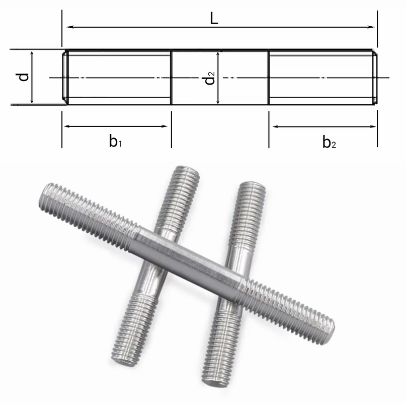 Шпилька двостороння M20x140, кл.м. 5.8, сталь 35, цинк